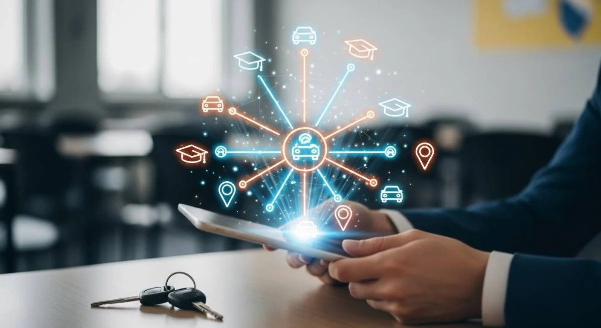 Telefon s digitalnim poveznicama između kandidata i autoškola