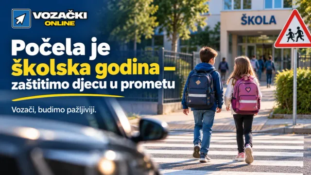 Djeca na pješačkom prijelazu ispred škole, sigurnost djece u prometu