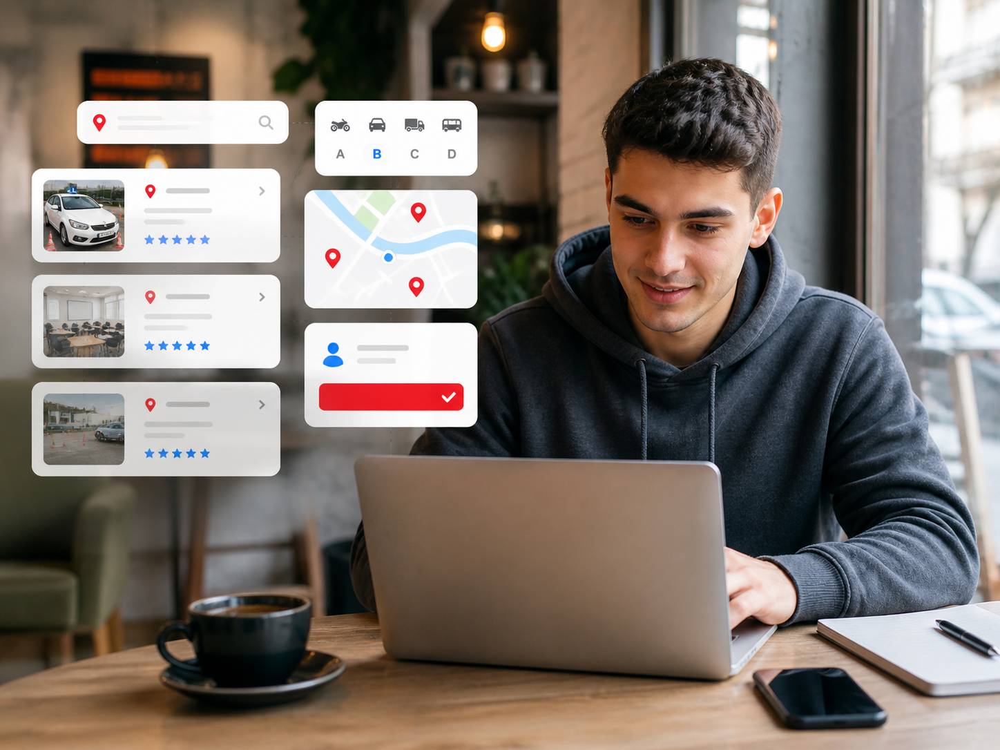 Mladi kandidat koristi digitalnu platformu za pronalazak autoškole i online prijavu